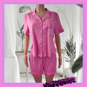 NWT Logo Luxe: {Juicy Couture} Pink Shirt & Boxers Pajama Set, Large NWT